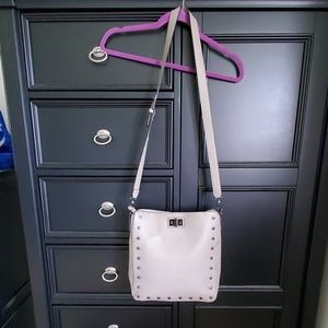 Gray faux leather cross body purse